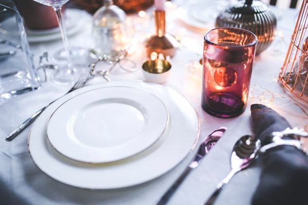 dinner place setting close up