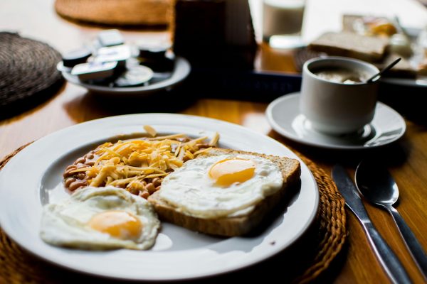 eggs on toast and potatoes